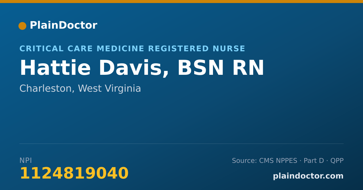 Shareable card for Hattie Davis, BSN RN - Critical Care Medicine Registered Nurse, Charleston, WV