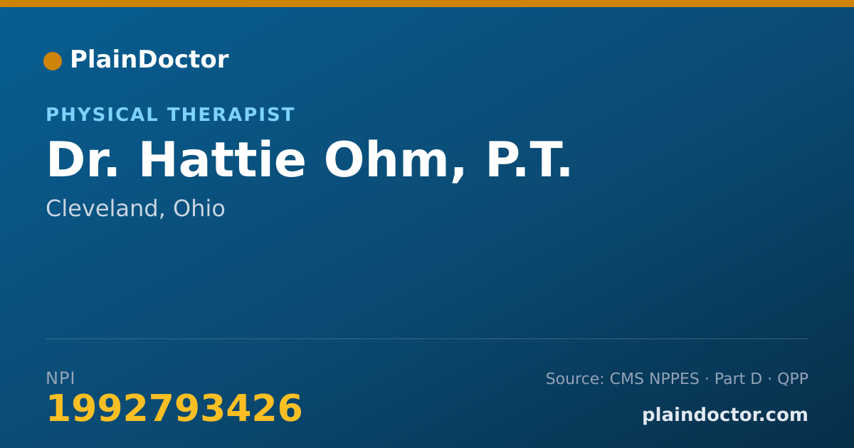 Shareable card for Hattie Ohm, P.T. - Physical Therapist, Cleveland, OH