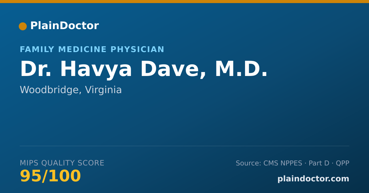 Shareable card for Havya Dave, M.D. - Family Medicine Physician, Woodbridge, VA