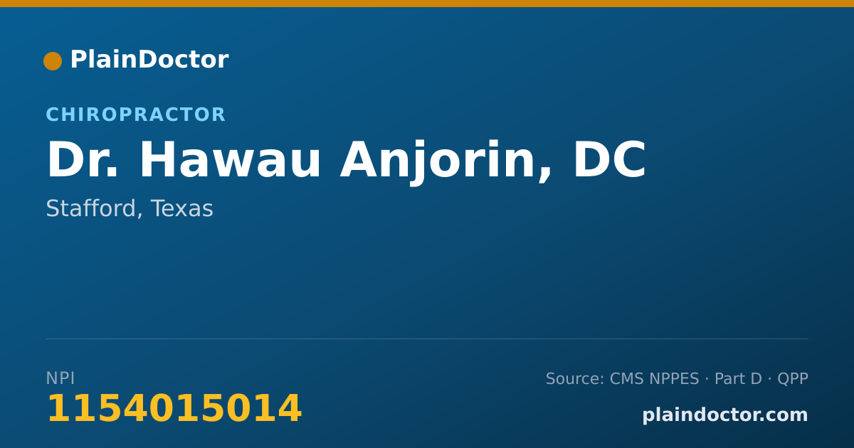 Shareable card for Hawau Anjorin, DC - Chiropractor, Stafford, TX