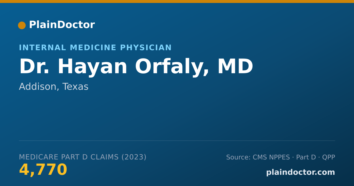Shareable card for Hayan Orfaly, MD - Internal Medicine Physician, Addison, TX