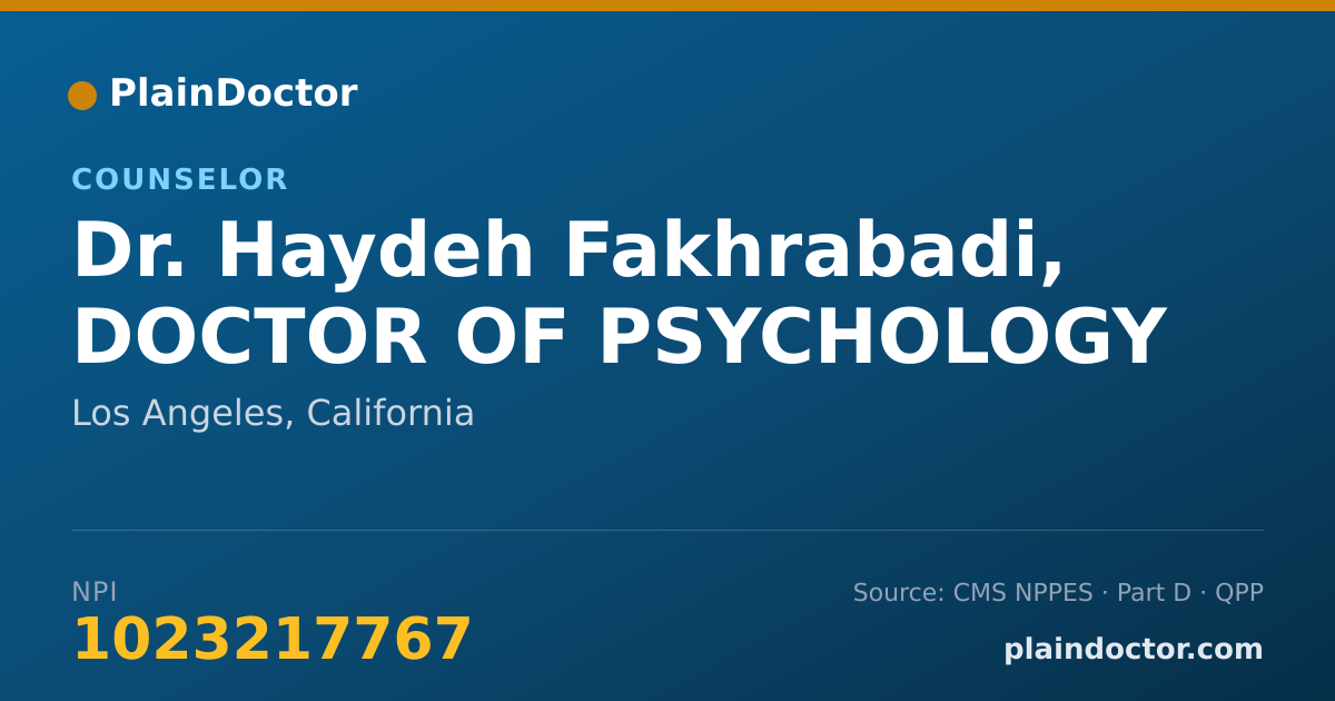 Shareable card for Haydeh Fakhrabadi, DOCTOR OF PSYCHOLOGY - Counselor, Los Angeles, CA