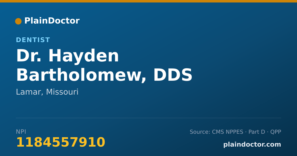 Shareable card for Hayden Bartholomew, DDS - Dentist, Lamar, MO