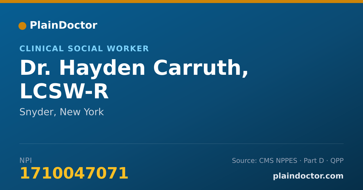 Shareable card for Hayden Carruth, LCSW-R - Clinical Social Worker, Snyder, NY