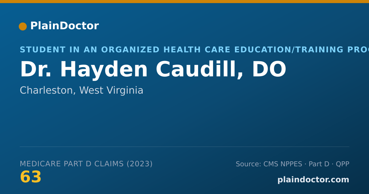 Shareable card for Hayden Caudill, DO - Student in an Organized Health Care Education/Training Program, Charleston, WV
