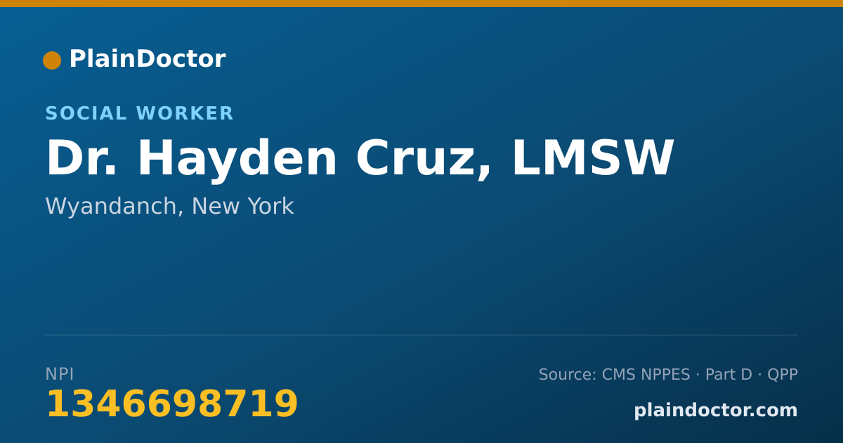 Shareable card for Hayden Cruz, LMSW - Social Worker, Wyandanch, NY