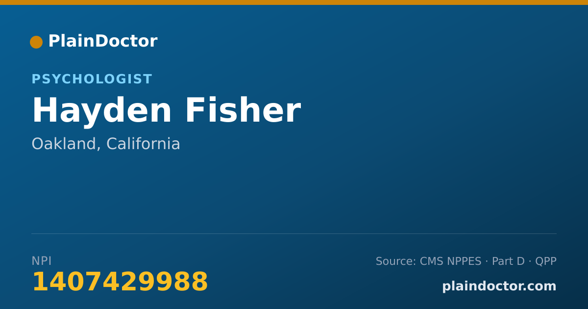 Shareable card for Hayden Fisher - Psychologist, Oakland, CA