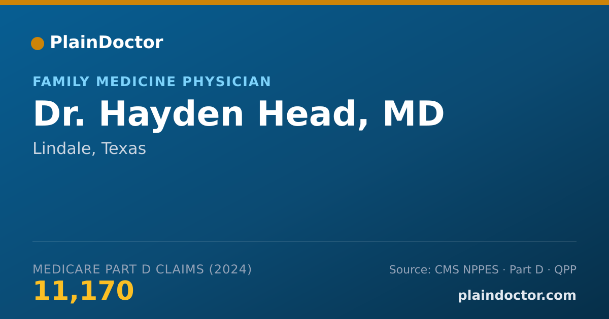 Shareable card for Hayden Head, MD - Family Medicine Physician, Lindale, TX