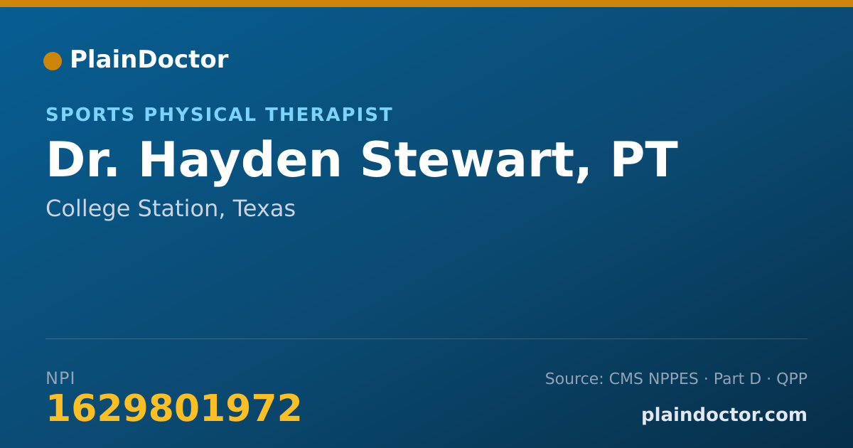 Shareable card for Hayden Stewart, PT - Sports Physical Therapist, College Station, TX