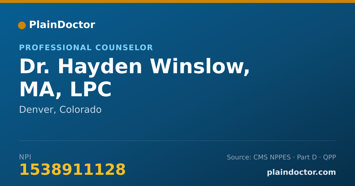 Shareable card for Hayden Winslow, MA, LPC - Professional Counselor, Denver, CO