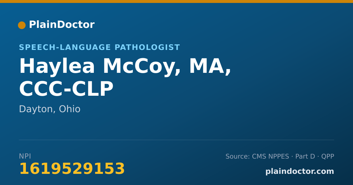 Shareable card for Haylea McCoy, MA, CCC-CLP - Speech-Language Pathologist, Dayton, OH