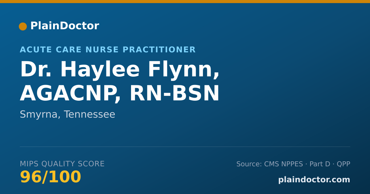 Shareable card for Haylee Flynn, AGACNP, RN-BSN - Acute Care Nurse Practitioner, Smyrna, TN