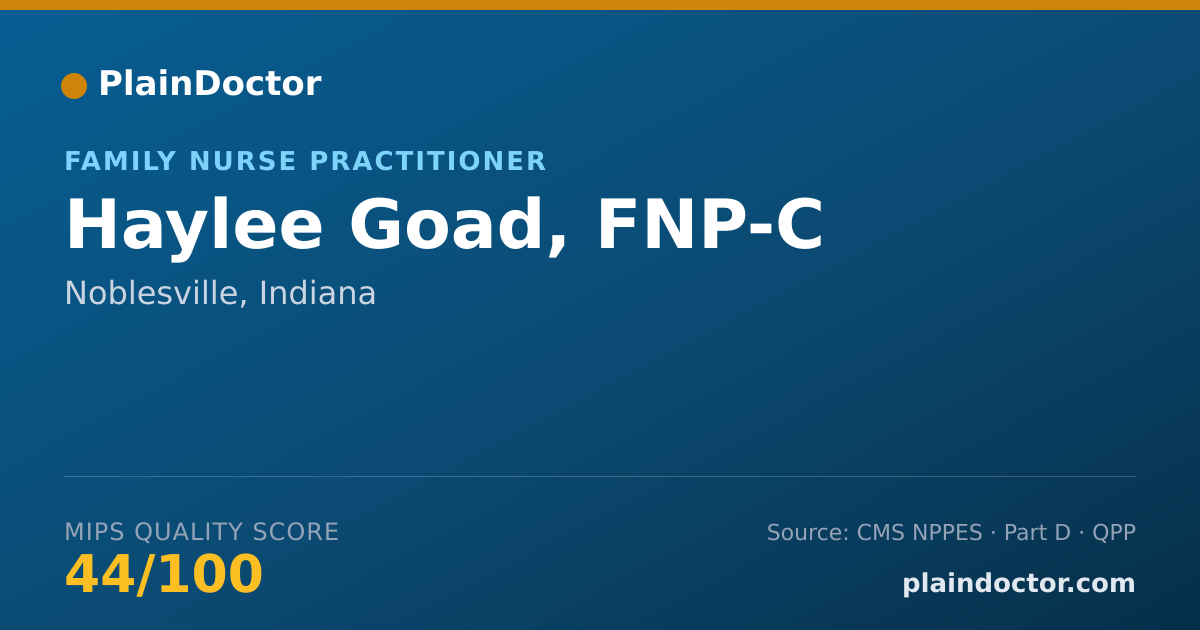 Shareable card for Haylee Goad, FNP-C - Family Nurse Practitioner, Noblesville, IN