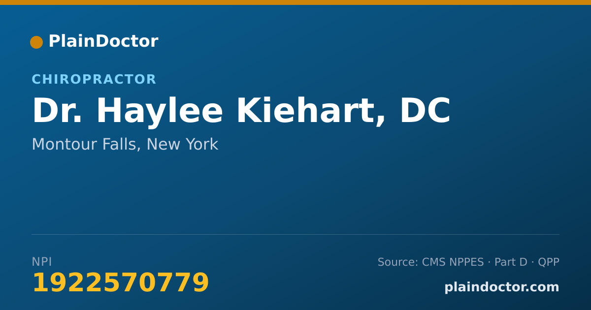 Shareable card for Haylee Kiehart, DC - Chiropractor, Montour Falls, NY