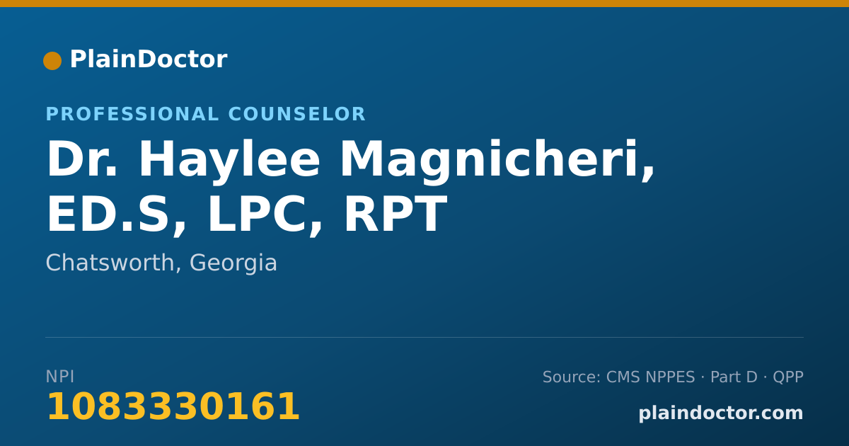 Shareable card for Haylee Magnicheri, ED.S, LPC, RPT - Professional Counselor, Chatsworth, GA