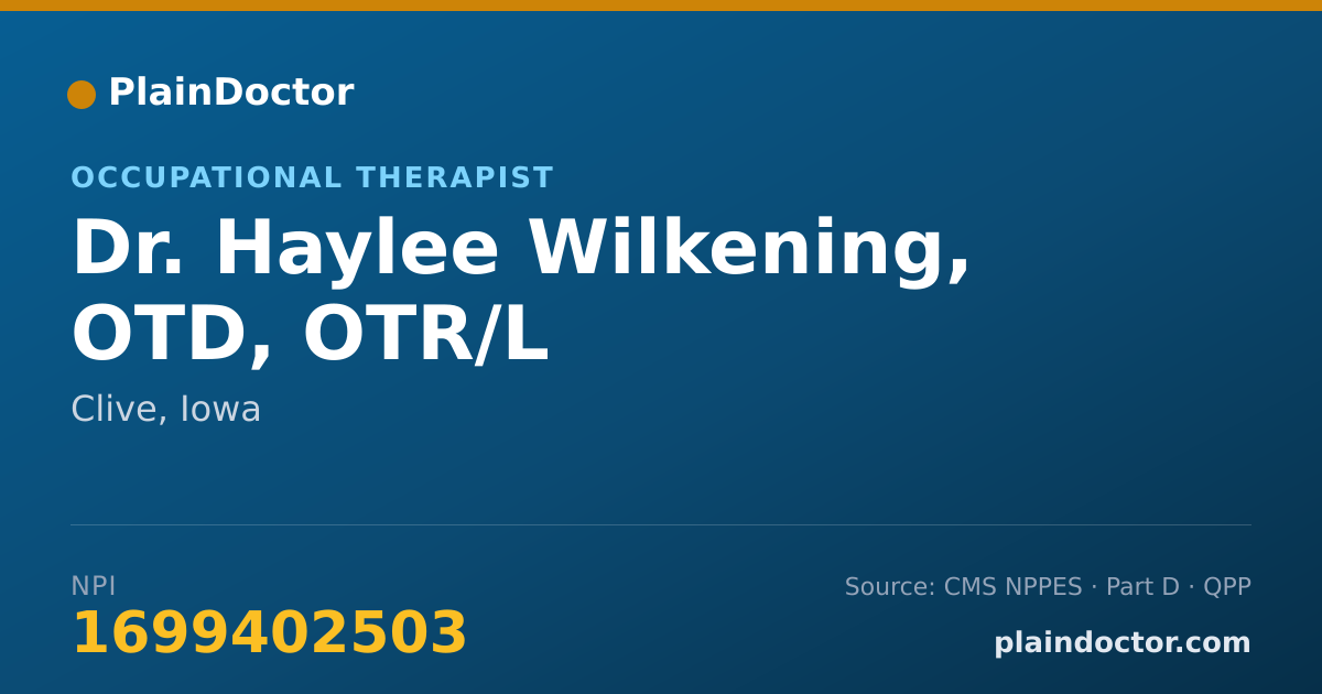 Shareable card for Haylee Wilkening, OTD, OTR/L - Occupational Therapist, Clive, IA