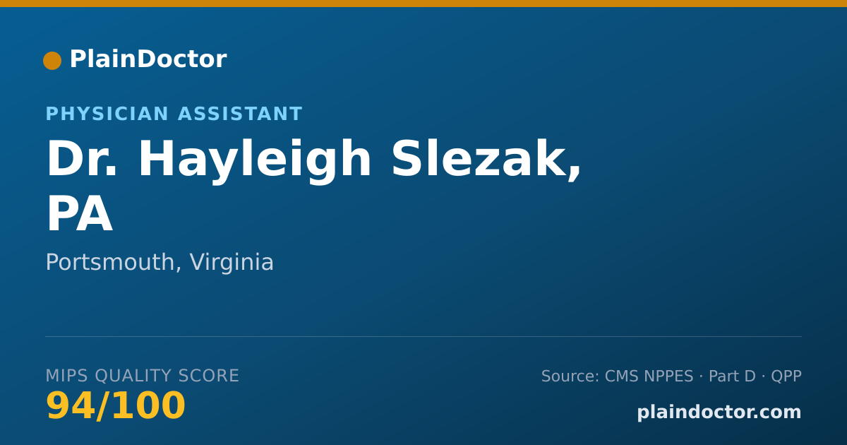 Shareable card for Hayleigh Slezak, PA - Physician Assistant, Portsmouth, VA