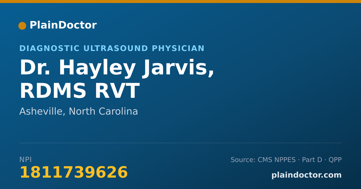 Shareable card for Hayley Jarvis, RDMS RVT - Diagnostic Ultrasound Physician, Asheville, NC