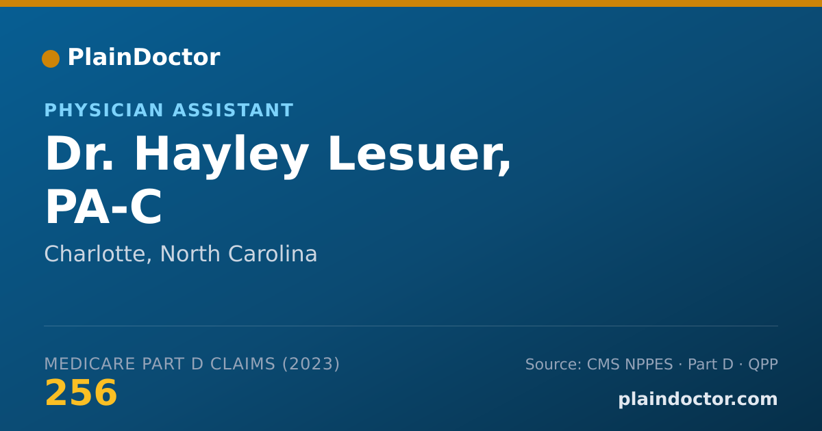 Shareable card for Hayley Lesuer, PA-C - Physician Assistant, Charlotte, NC