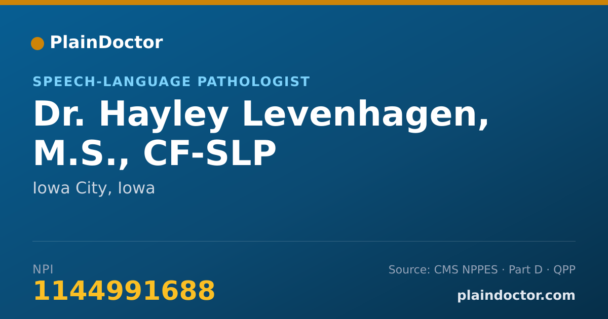 Shareable card for Hayley Levenhagen, M.S., CF-SLP - Speech-Language Pathologist, Iowa City, IA