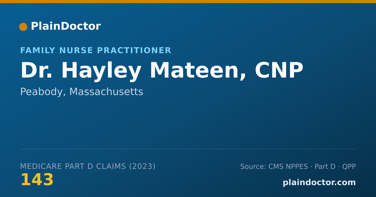 Shareable card for Hayley Mateen, CNP - Family Nurse Practitioner, Peabody, MA