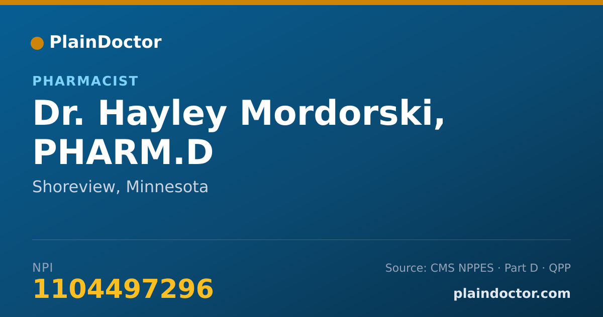 Shareable card for Hayley Mordorski, PHARM.D - Pharmacist, Shoreview, MN