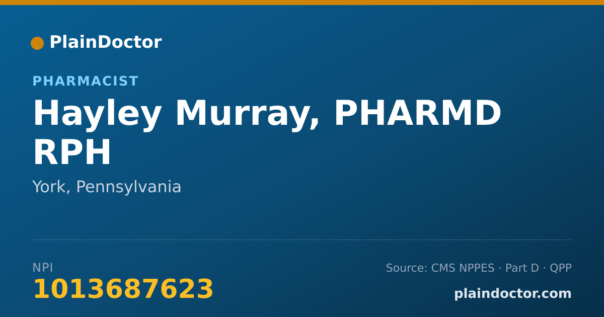Shareable card for Hayley Murray, PHARMD RPH - Pharmacist, York, PA