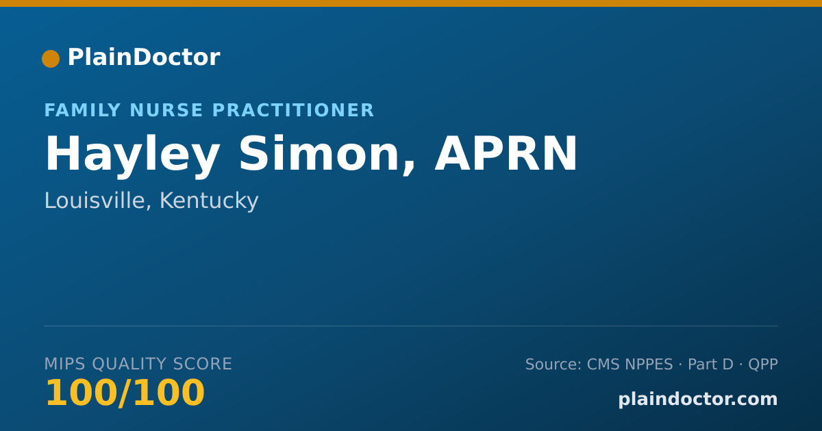Shareable card for Hayley Simon, APRN - Family Nurse Practitioner, Louisville, KY