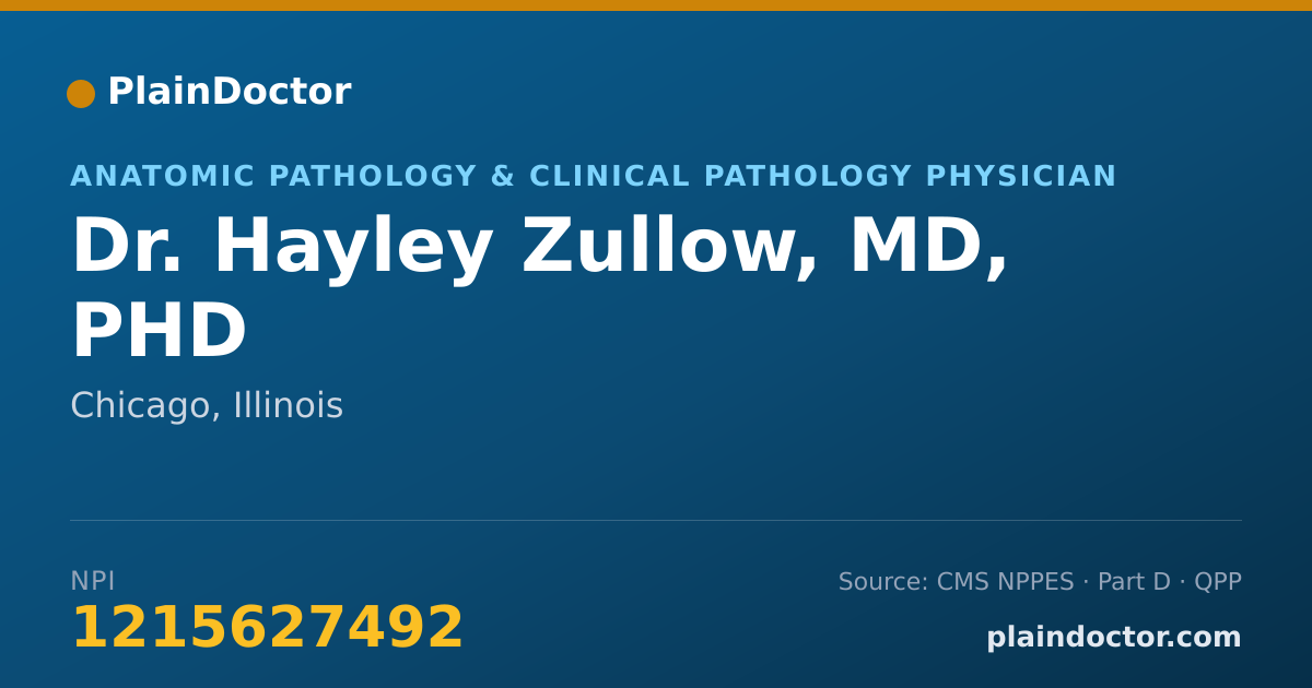 Shareable card for Hayley Zullow, MD, PHD - Anatomic Pathology & Clinical Pathology Physician, Chicago, IL