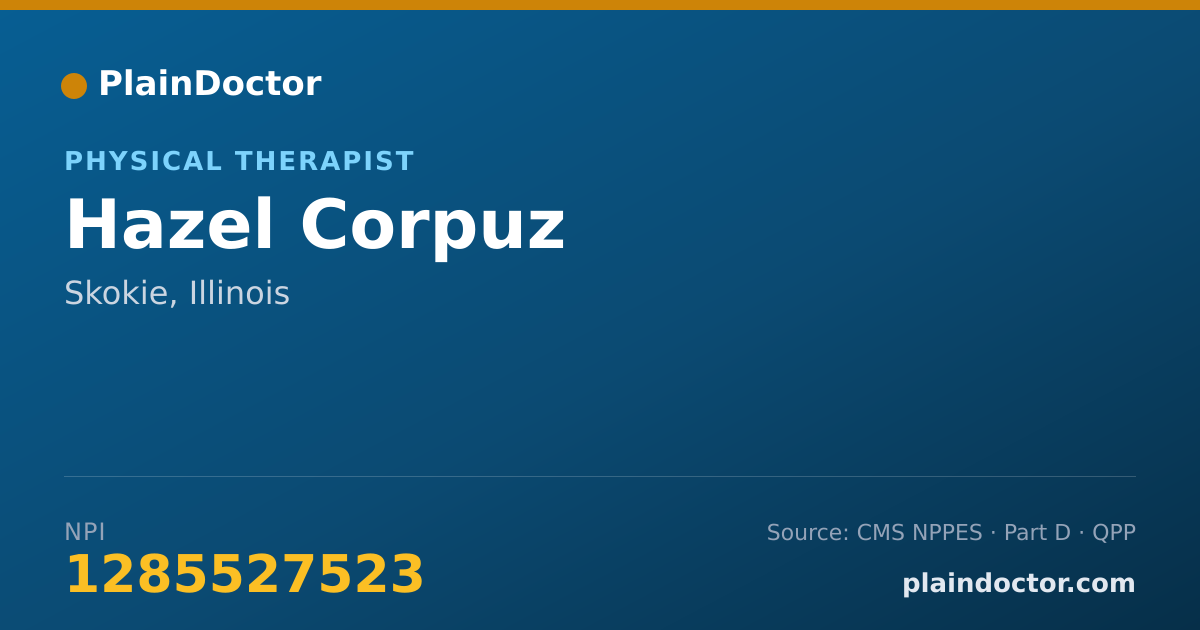 Shareable card for Hazel Corpuz - Physical Therapist, Skokie, IL