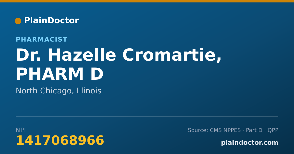 Shareable card for Hazelle Cromartie, PHARM D - Pharmacist, North Chicago, IL