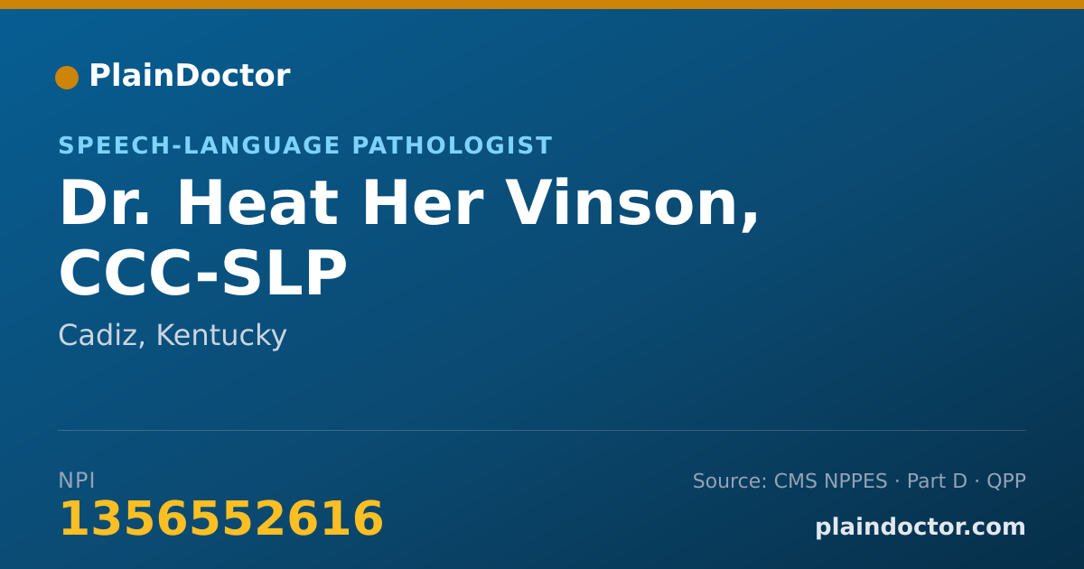Shareable card for Heat Her Vinson, CCC-SLP - Speech-Language Pathologist, Cadiz, KY