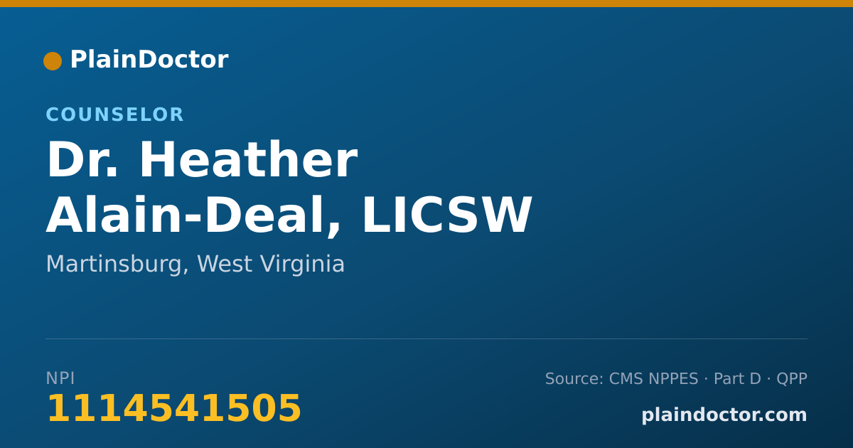 Shareable card for Heather Alain-Deal, LICSW - Counselor, Martinsburg, WV