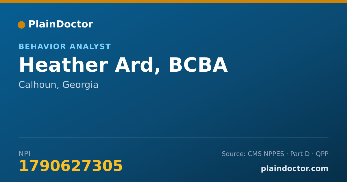 Shareable card for Heather Ard, BCBA - Behavior Analyst, Calhoun, GA