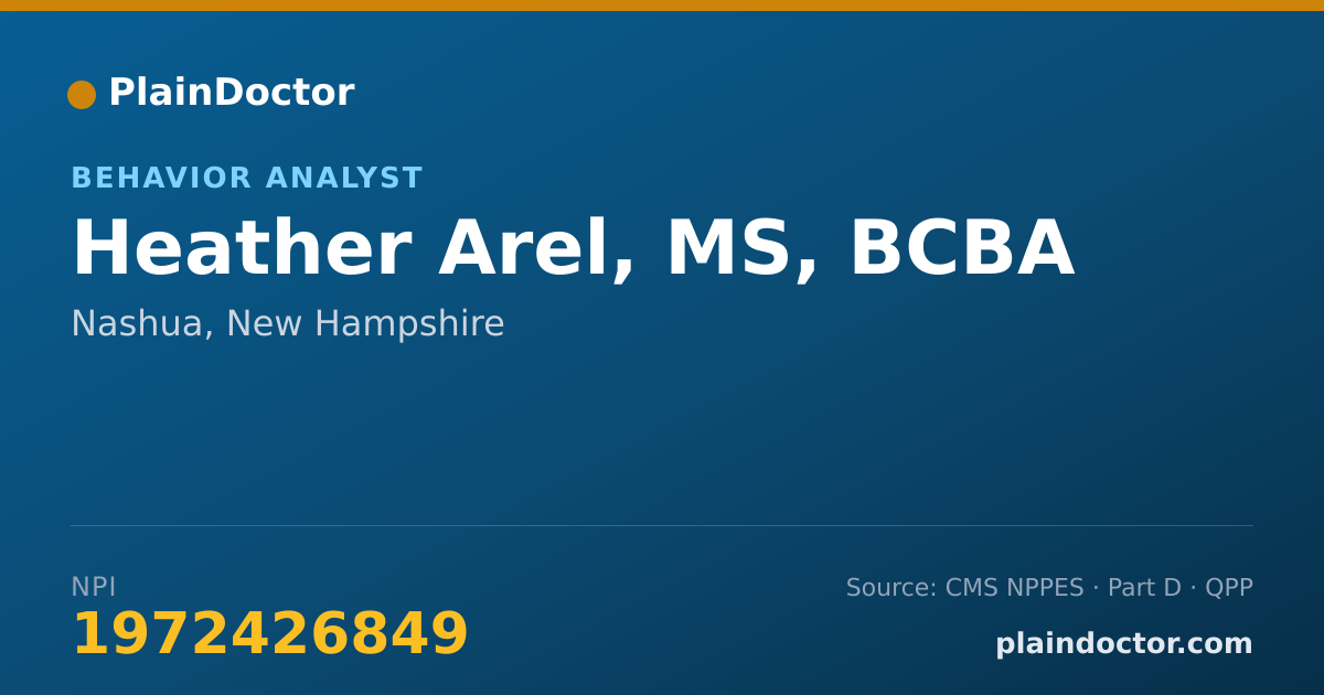 Shareable card for Heather Arel, MS, BCBA - Behavior Analyst, Nashua, NH