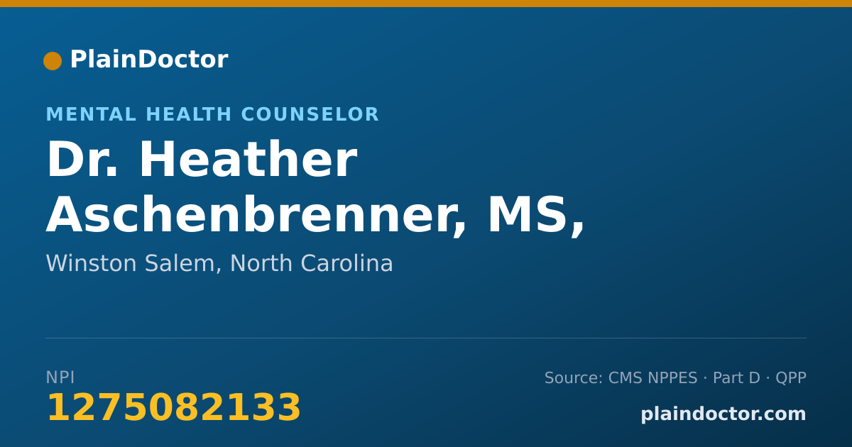Shareable card for Heather Aschenbrenner, MS, LPCA, NCC, CCMHC - Mental Health Counselor, Winston Salem, NC