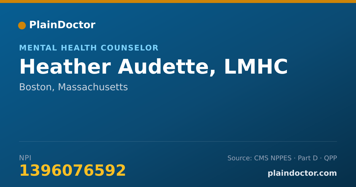 Shareable card for Heather Audette, LMHC - Mental Health Counselor, Boston, MA