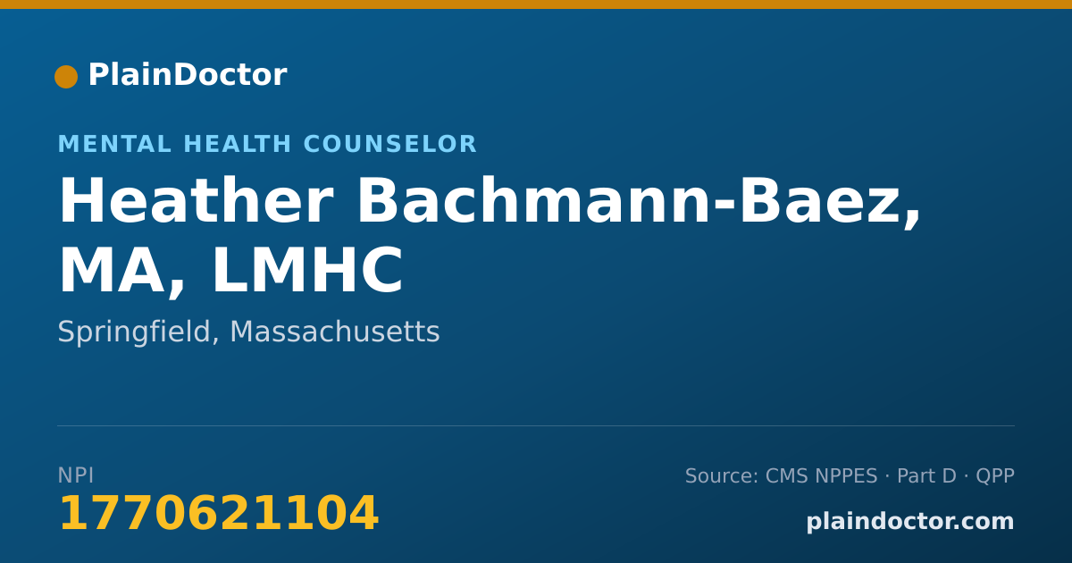 Shareable card for Heather Bachmann-Baez, MA, LMHC - Mental Health Counselor, Springfield, MA