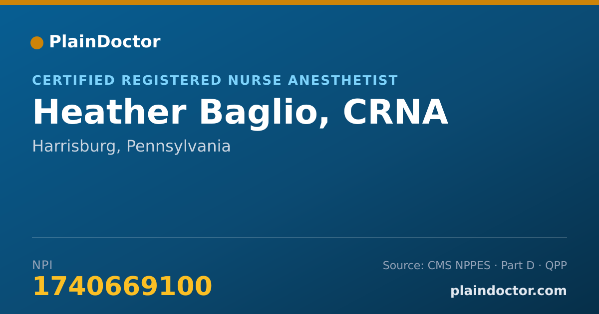 Shareable card for Heather Baglio, CRNA - Registered Nurse, Harrisburg, PA