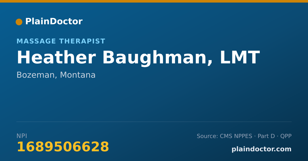 Shareable card for Heather Baughman, LMT - Massage Therapist, Bozeman, MT