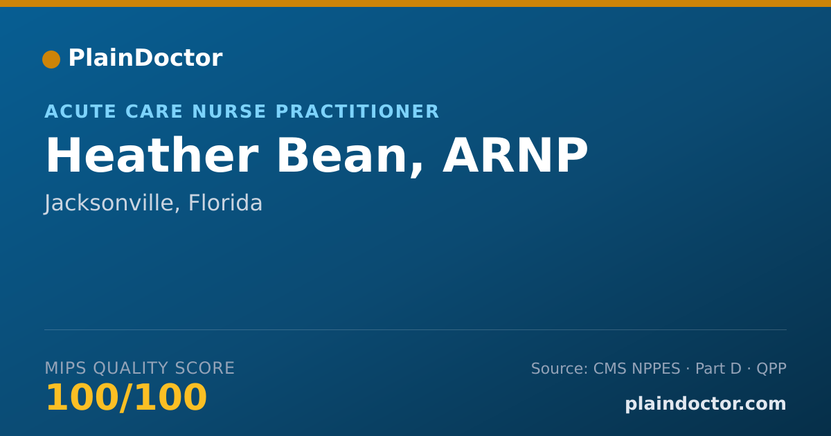 Shareable card for Heather Bean, ARNP - Acute Care Nurse Practitioner, Jacksonville, FL