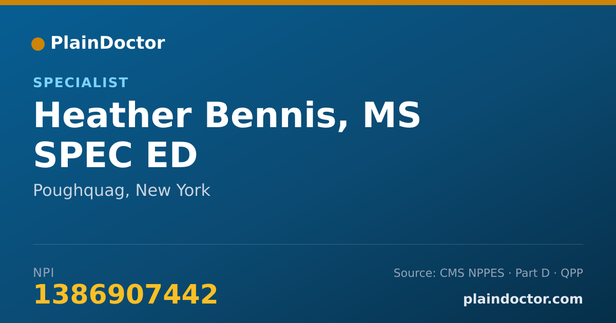 Shareable card for Heather Bennis, MS SPEC ED - Specialist, Poughquag, NY
