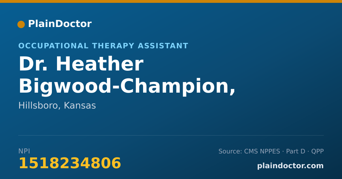 Shareable card for Heather Bigwood-Champion, COTA/L - Occupational Therapy Assistant, Hillsboro, KS