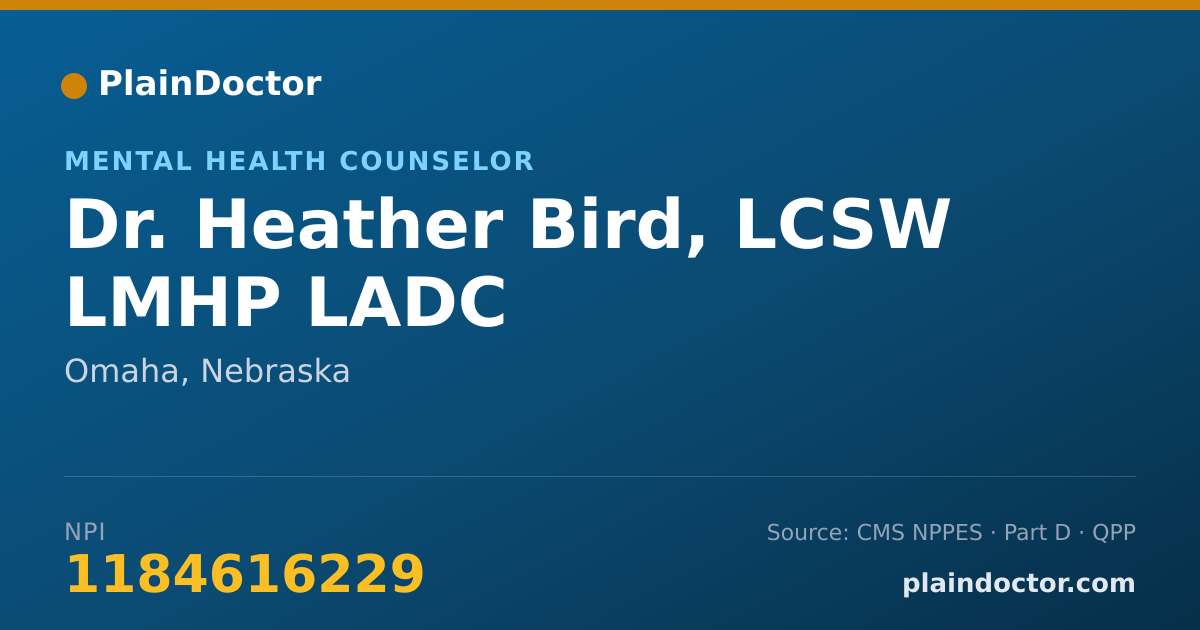 Shareable card for Heather Bird, LCSW LMHP LADC - Mental Health Counselor, Omaha, NE