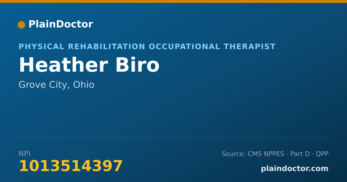 Shareable card for Heather Biro - Physical Rehabilitation Occupational Therapist, Grove City, OH