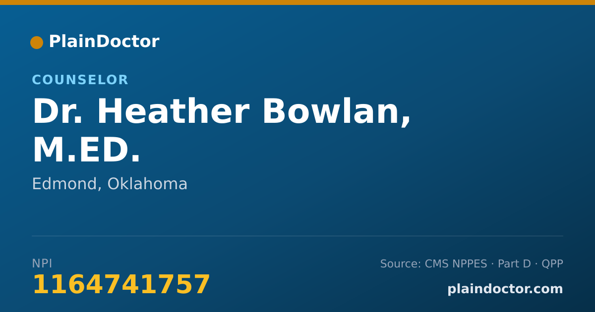 Shareable card for Heather Bowlan, M.ED. - Counselor, Edmond, OK