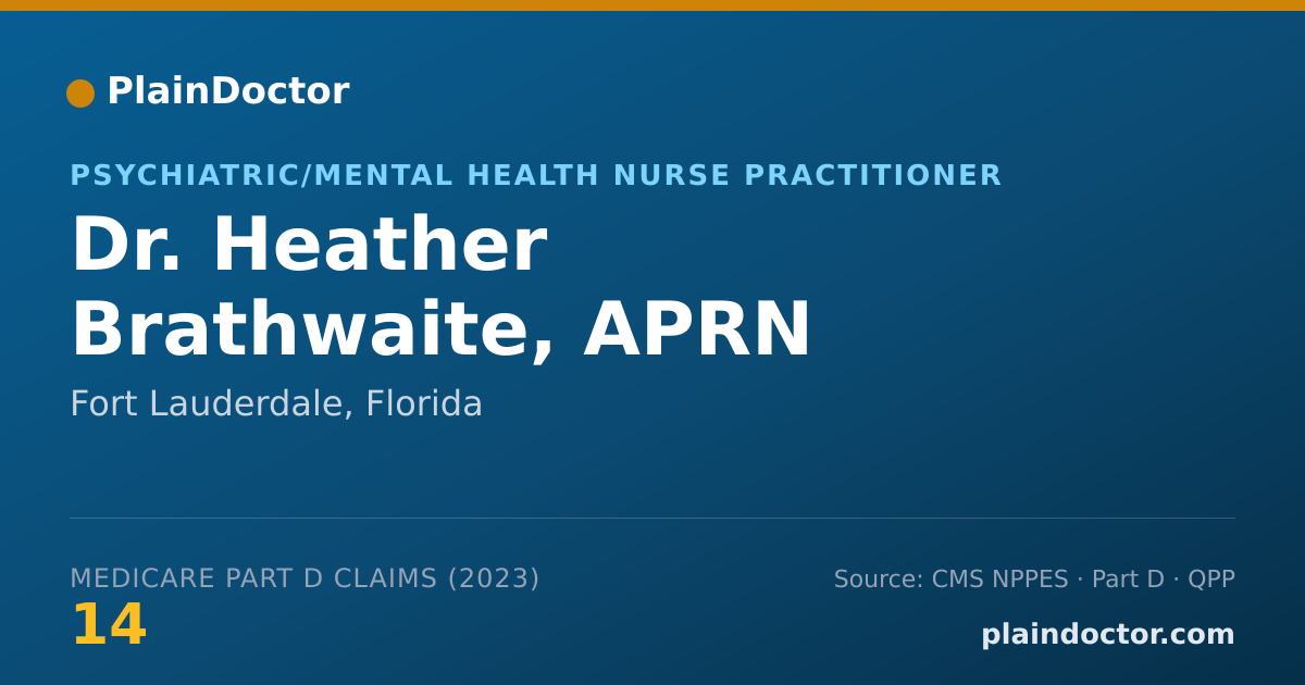 Shareable card for Heather Brathwaite, APRN - Psychiatric/Mental Health Nurse Practitioner, Fort Lauderdale, FL