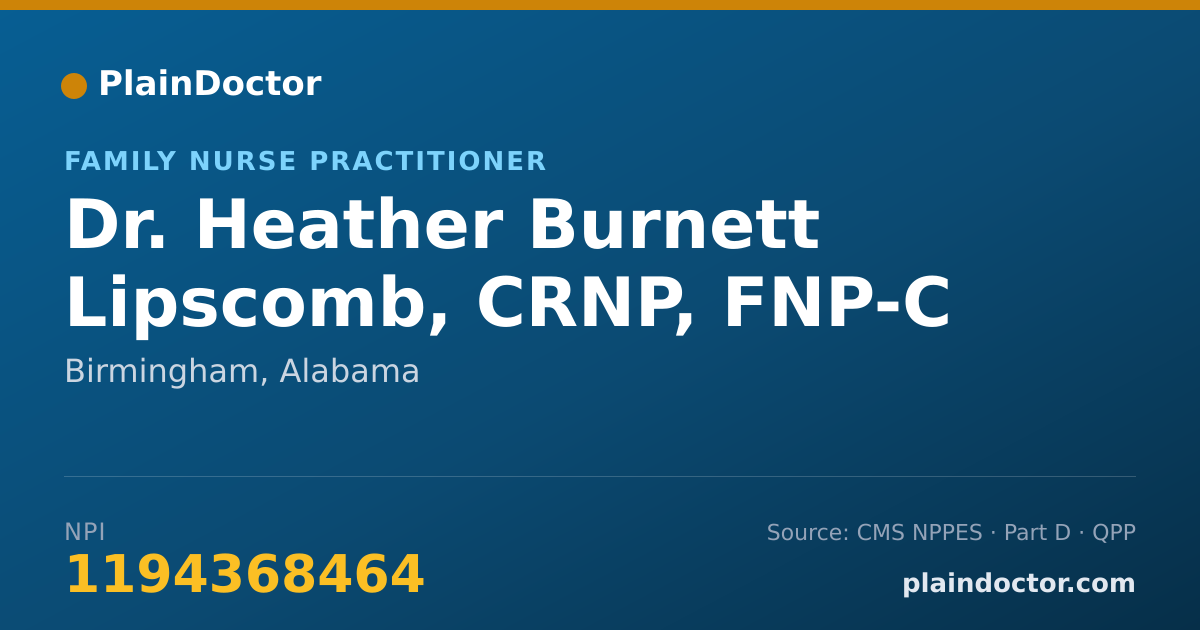 Shareable card for Heather Burnett Lipscomb, CRNP, FNP-C - Family Nurse Practitioner, Birmingham, AL