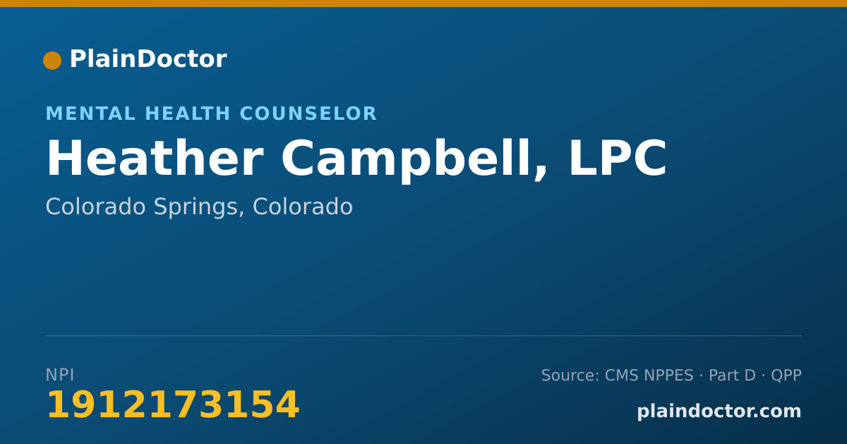 Shareable card for Heather Campbell, LPC - Mental Health Counselor, Colorado Springs, CO