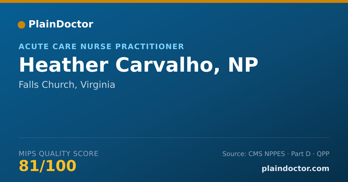 Shareable card for Heather Carvalho, NP - Acute Care Nurse Practitioner, Falls Church, VA